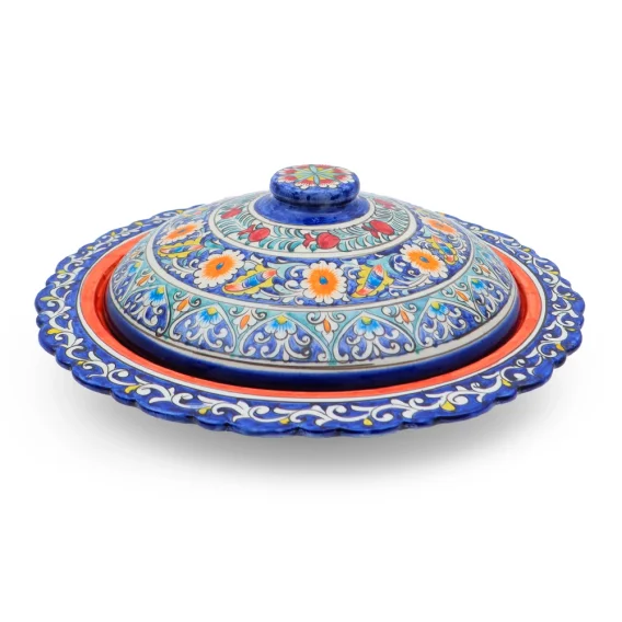 Pfannkuchenteller mit Deckel- KaraKalam TK-061, Rischtan Keramik, Ø 37 cm