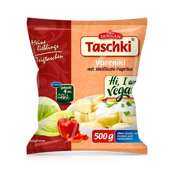 Wareniki, Teigtaschen - Taschki, mit Kohl und Paprika, vegan, Dovgan, 500 g