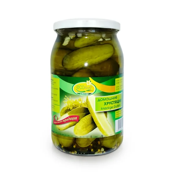 Огурцы хрустящие, Экоxофф, 870 г