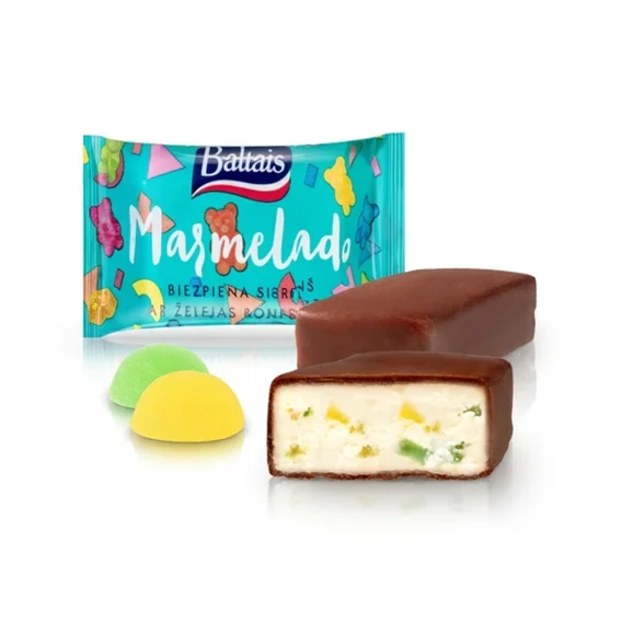 Сырок творожный - Marmelado, с кусочками мармелада, глазированный, Baltais, 38 г