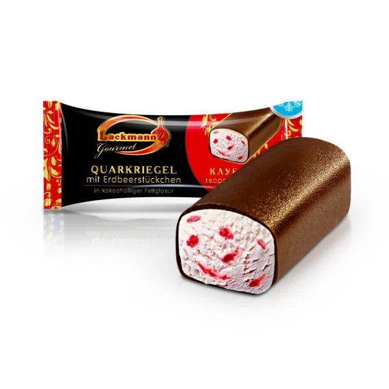 Quarkriegel in Schokoglasur, mit Erdbeergeschmack, Lackmann, 38 g