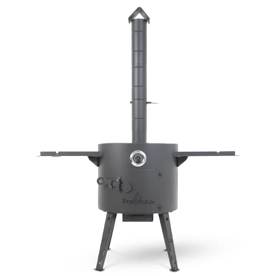 Feuerofen Utschak Ø 44 cm mit Abzugsrohr, für Kasan 16 l, Thermometer, Ablagetischen,