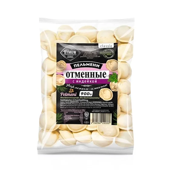 Пельмени - Отменные, с начинкой мяса индейки, Дымов, 900 г