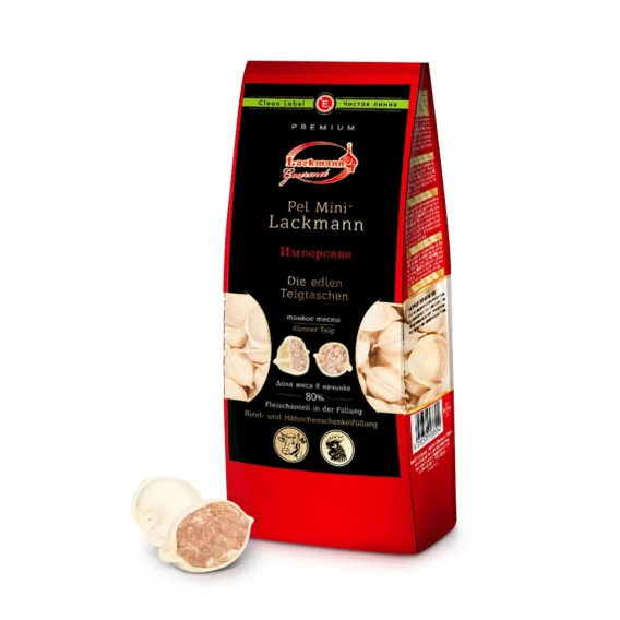 Pelmeni, Teigtaschen - Imperskije, mit Rindfleisch - und Hähnchenschenkelfüllung, Lackmann, 900 g