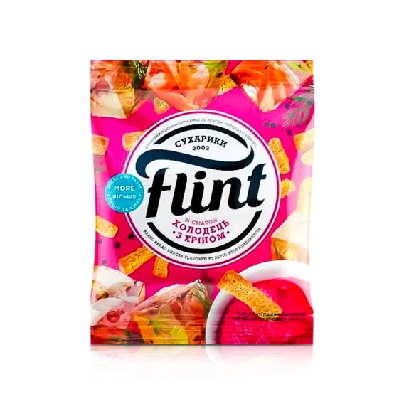 Сухарики пшенично-ржаные - Flint, со вкусом холодец с хреном, 70 г