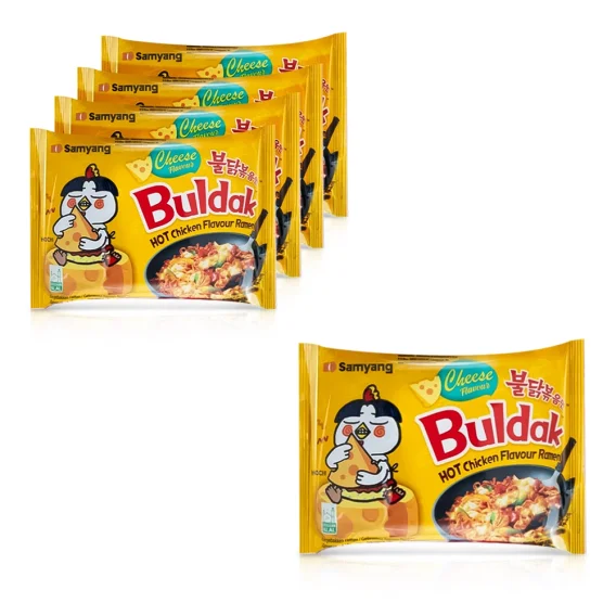 Лапша быстрого приготовления, со вкусом сыра, острая, Buldak, 5 шт, 700 г