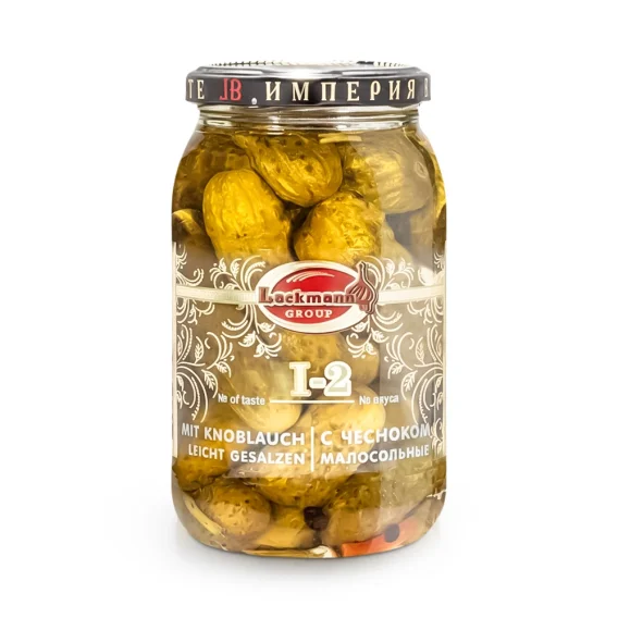 Eingelegte Gurken, mit Knoblauch, Lackmann, 880 g