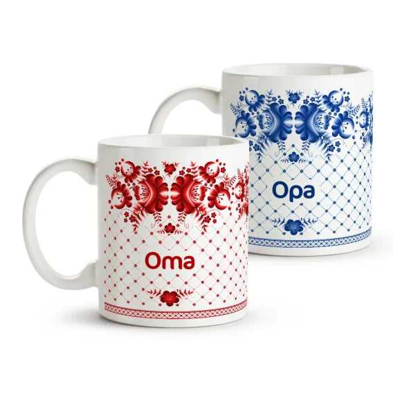 Tasse - Design Oma und Opa, Fröhliche Ostern, Keramik, 2 Stk., 330 ml