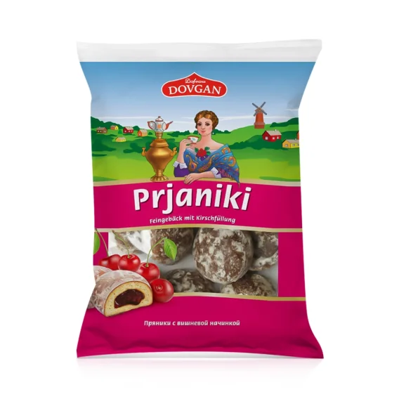 Süßgebäck Prjaniki, mit Kirschfüllung, Dovgan, 400 g