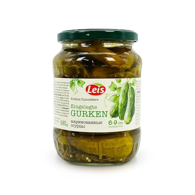 Огурцы маринованные, 6-9 см, Leis, 680 г