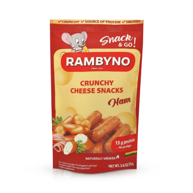 Geräucherter Schmelzkäse - Rambyno, mit Schinken, 45 % Fett, 75 g