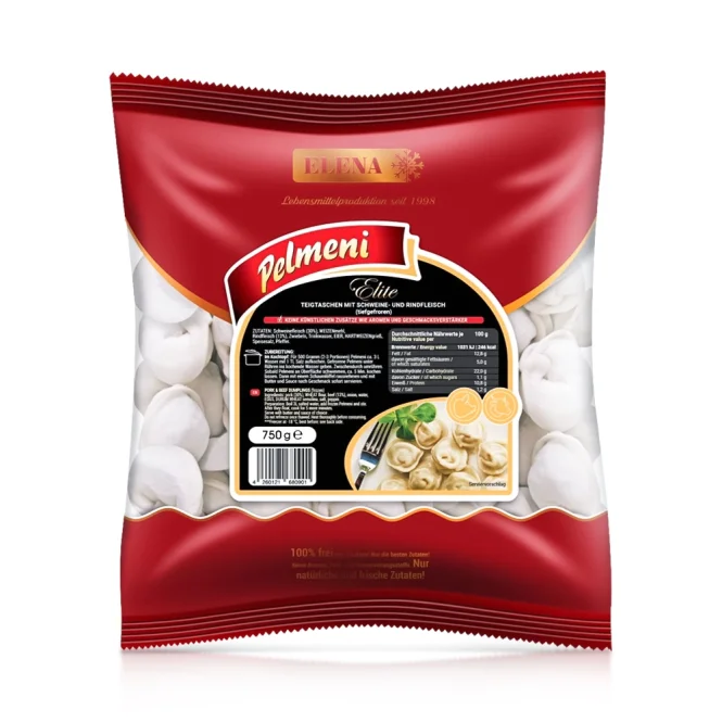 Pelmeni, Teigtaschen - Elite, mit Schweine- und  Rindfleisch, Elena, 750 g