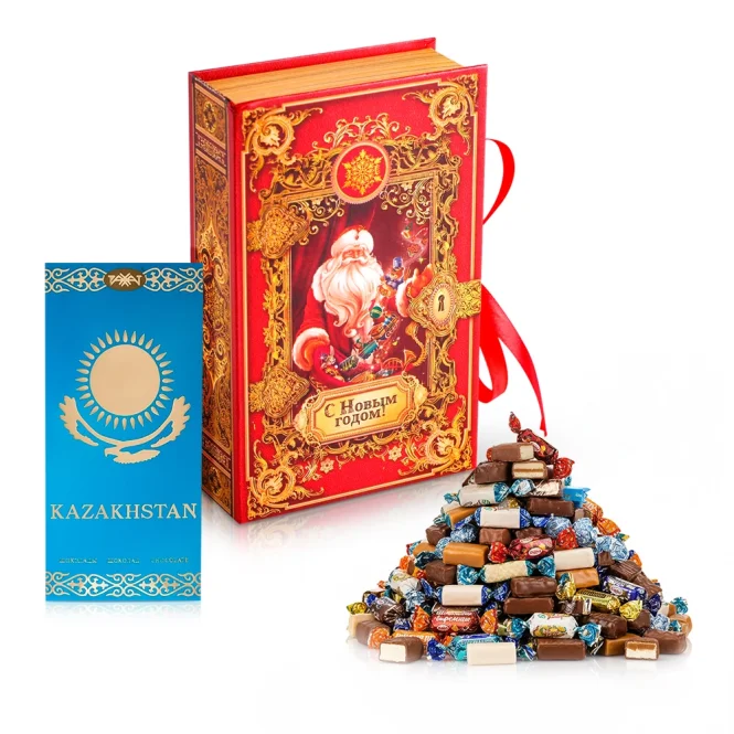 Süßigkeiten Set im Buchbox - Assorti Rakhat, Weihnachtsmann, 1,1 kg