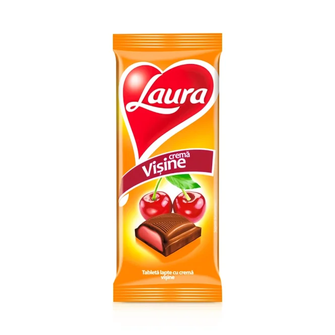 Шоколад молочный с вишневой начинкой, Laura, 92 г