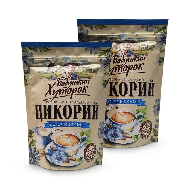 Цикорий натуральный со стевией и сливками, пакет с ZIP застежкой, 130 г х 2 шт.