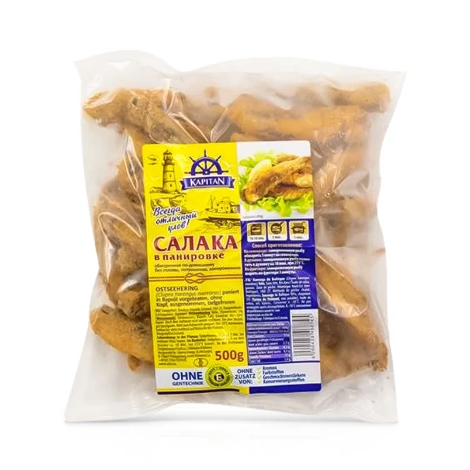 Салака по-домашнему, без головы, жареная в панировке, Kapitan, 500 г