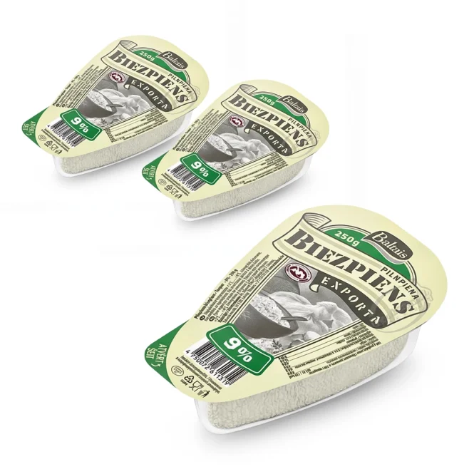 Творог зернистый - Exporta, 9 % жирности, Baltais, 3 х 250 г 