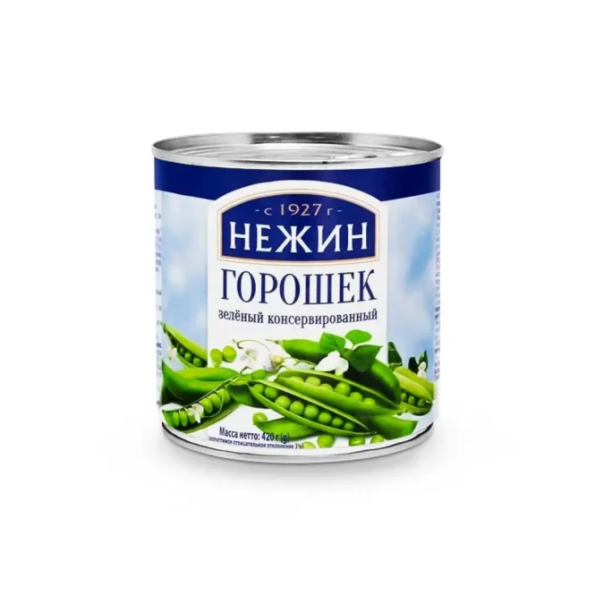 Зелёный горошек консервированный, Нежин, 420 г