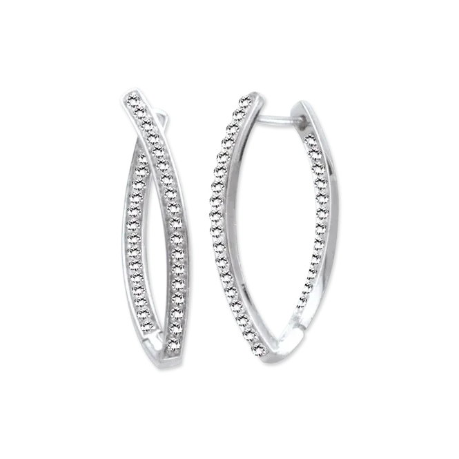 Ohrringe, Silber 925° , Zirkonia, englischer Verschluss, 33 mm