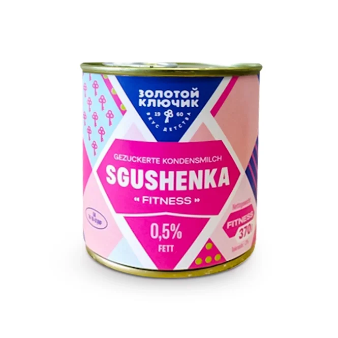 Сгущённое молоко - Fitness, 0,5 % жирности, с ключем, Золотой ключик, 370 г