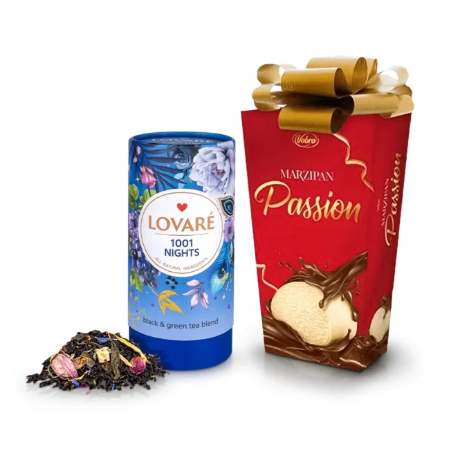Подарочный набор - Passion, чай Lovare + Конфеты 180 г
