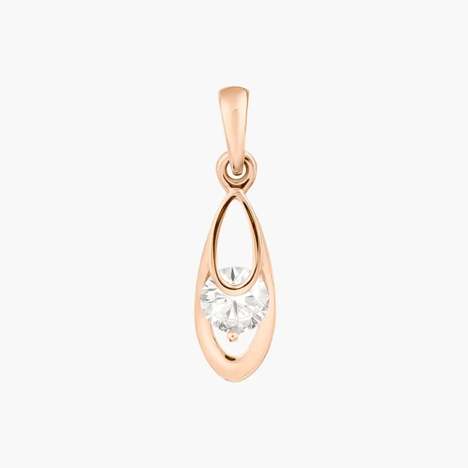 Anhänger, Rotgold 585°, Zirkonia, 22 mm