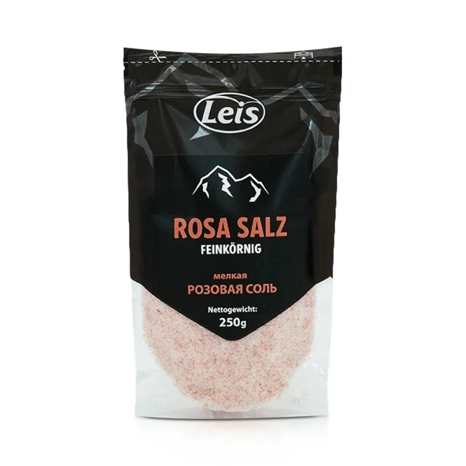 Розовая соль мелкая, с застежкой Ziploc, Leis, 250 г