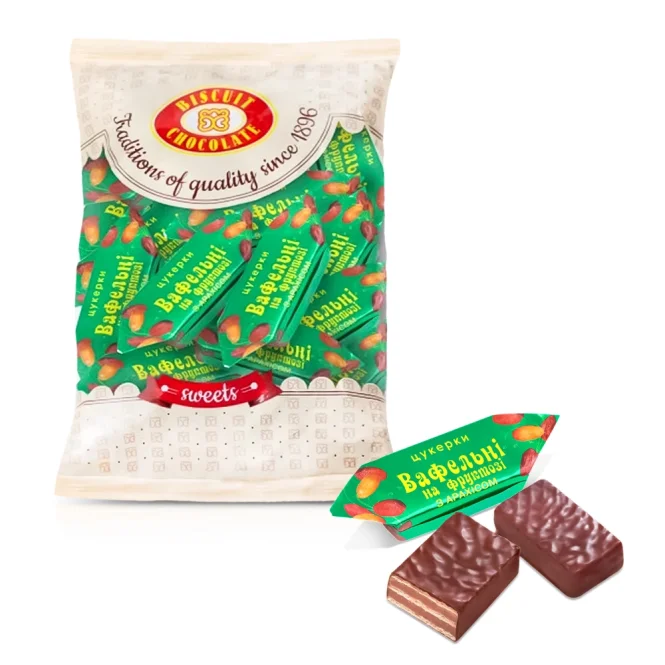 Waffelkonfekt, mit Erdnüsse und Fruktose, BS, 200 g
