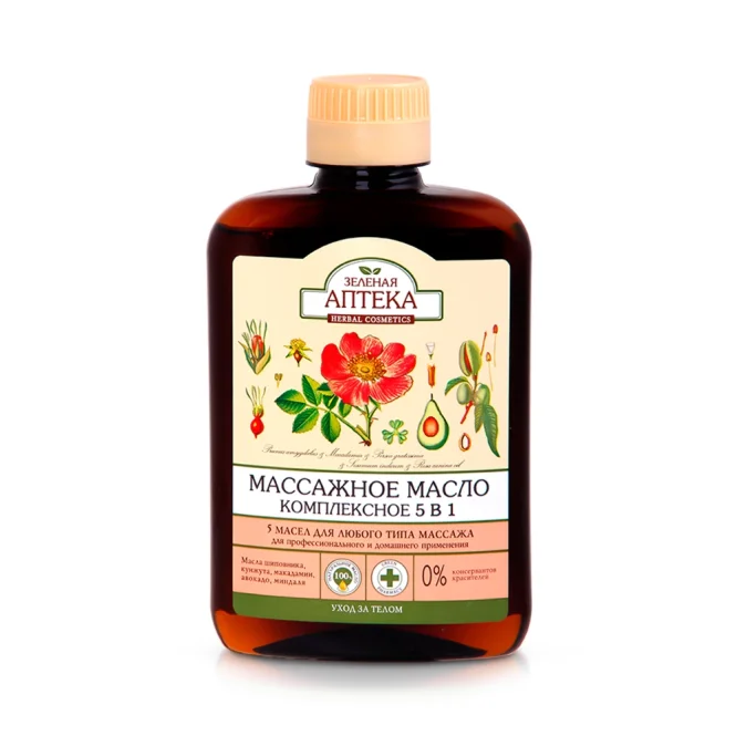 Массажное масло - Комплексное 5 в 1, Зелёная аптека, 200 мл
