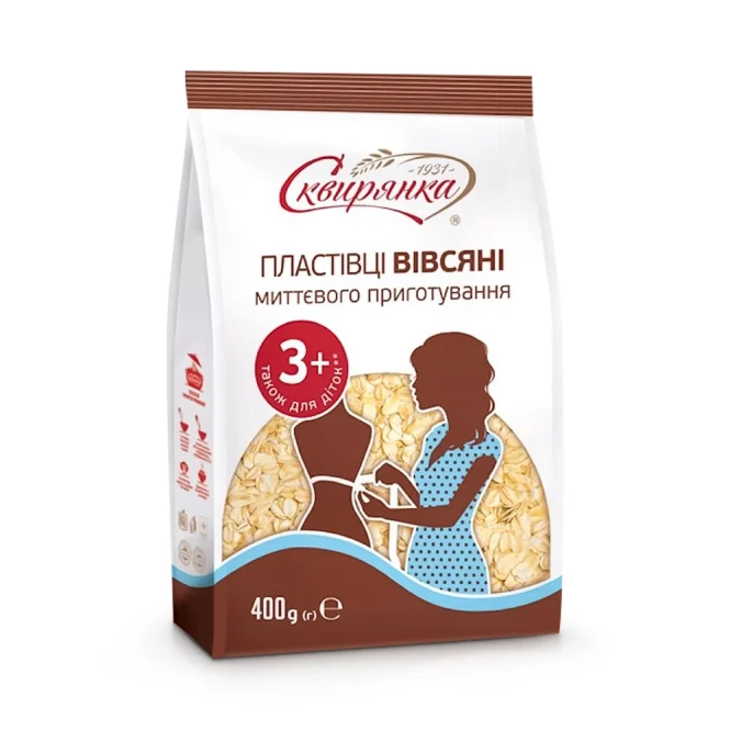 Хлопья овсяные, быстрого приготовления, Сквирянка, 400 г