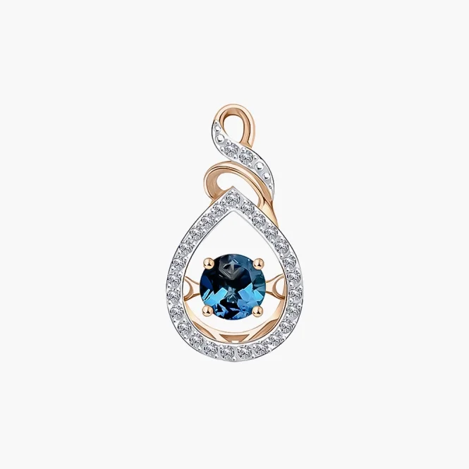Anhänger, Rotgold 585°, Topas, Zirkonia, 20 mm 1,98 gr