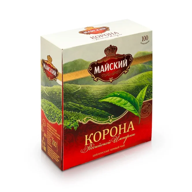 Чай чёрный цейлонский - Корона, Майский, 100 пакетиков
