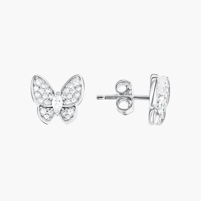 Kinderohrringe, Silber 925° , Zirkonia, Ohrstecker-Verschluss, 10 mm