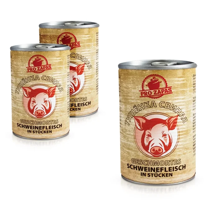 Eingelegtes Fleisch, Schwein, 3 х 400 g, Pro Zapas