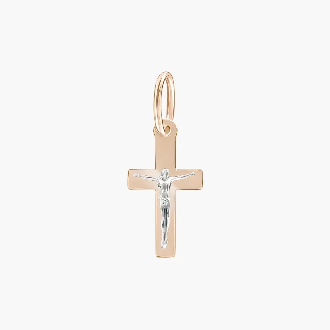 Kreuz Anhänger, Rot- / Weißgold 585°, 23 mm 0,77 gr