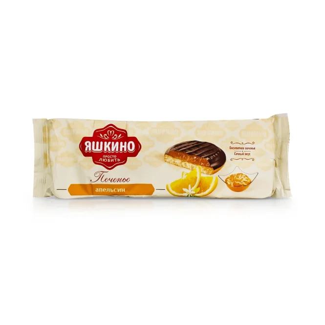 Kekse mit Orangefüllung in Schokoglasur, Jaschkino, 137 g