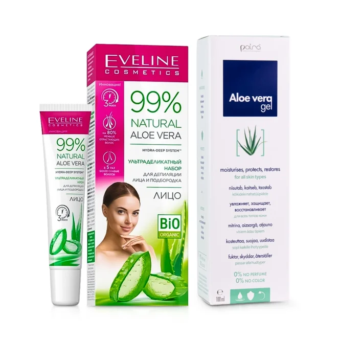 Gesichtsset - Aloe Vera, Enthaarungscreme + Gel