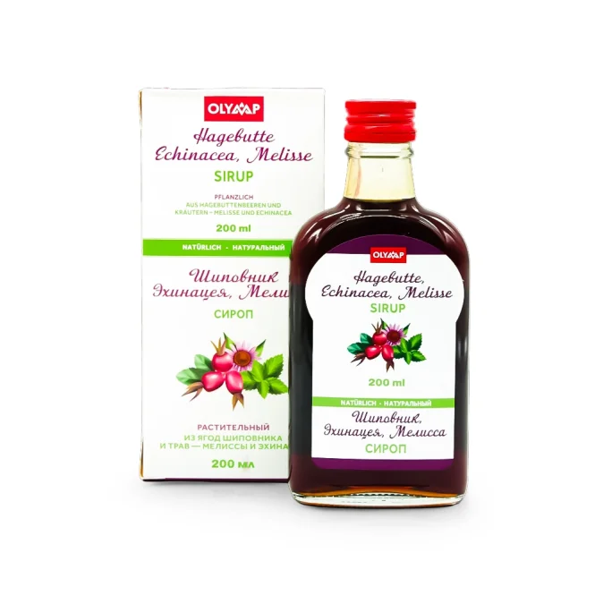 Сироп - Шиповник + Эхинацея + Мелисса, 200 мл