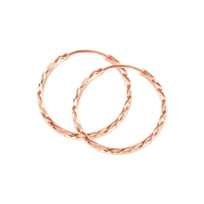 Серьги-кольца, красное золото 585°, Ø 15 мм