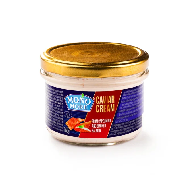 Brotaufstrich mit Capelinrogen und geräucherten Lachsstücken, Mono More, 160 g