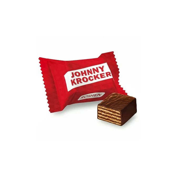 Waffelkonfekt - Johnny Krocker, mit Kakao-Füllung, in kakaohaltiger Fettglasur, Roshen, 300 g