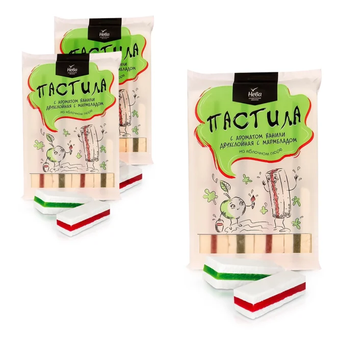 Пастила двухслойная с мармеладом, со вкусом грейпфрута, 3 х 240 г