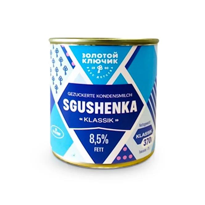 Сгущённое молоко - Klassik, 8,5 % жирности, с ключем, Золотой ключик, 370 г