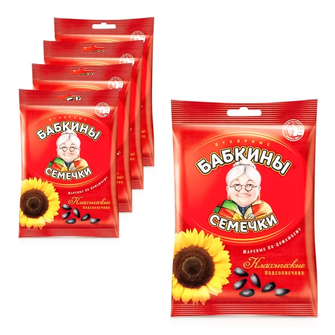 Sonnenblumenkerne geröstet - Babkiny, 5 х 100 g