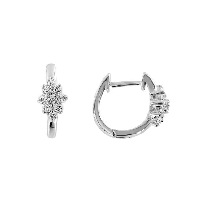Серьги-кольца, серебро 925°, фианит, 13 мм