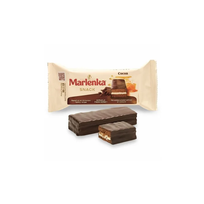 Kuchen mit Kakaogeschmack und Cremefüllung, in kakaohaltiger Fettglasur, Marlenka, 50 g