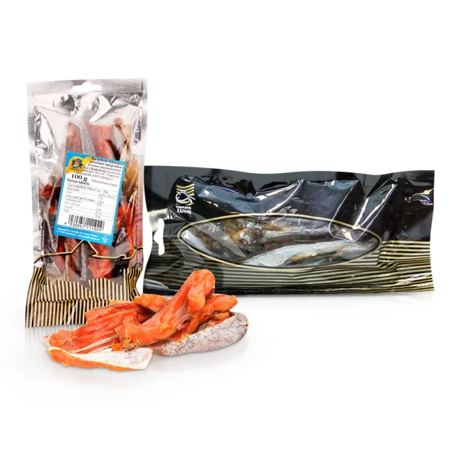 Getrockneter Fisch-Set, Capelin mit Kopf und Buckellachs-Stückchen, Dedukas, 2 x 100 g