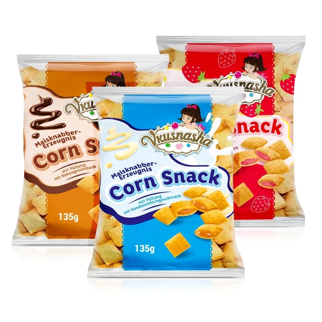 Maisknabbererzeugnis-Set mit Füllung, Vkusnasha, 3 х 135 g 