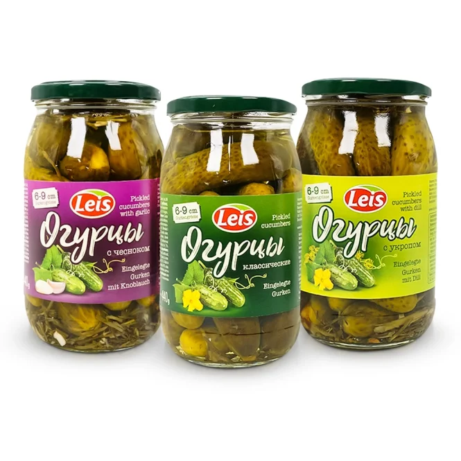 Eingelegte Gurken-Set, 6-9 cm, Leis, 3 х 900 g