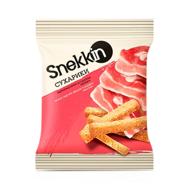 Сухарики пшенично-ржаные - Snekkin, со вкусом бекона, 70 г